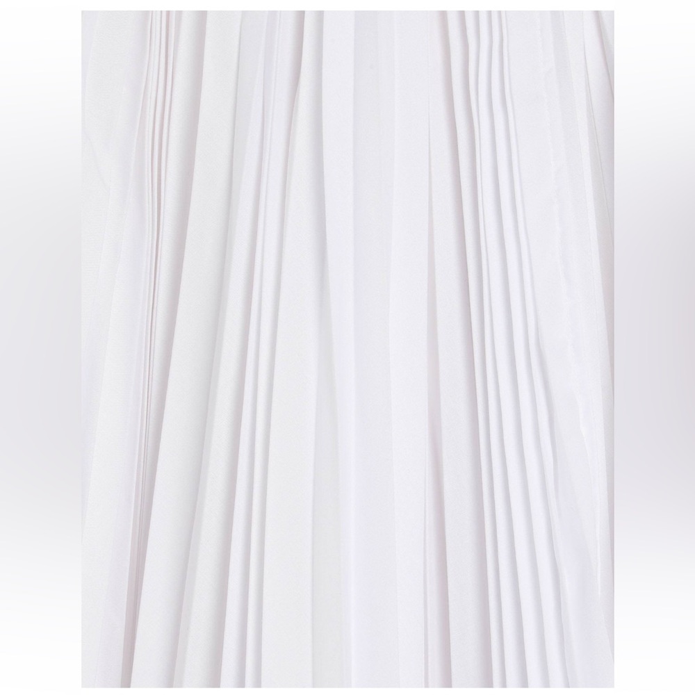 NWOT Meimeij White Pleated Belted Midi Skirt, Size 4 - Picture 4 of 4